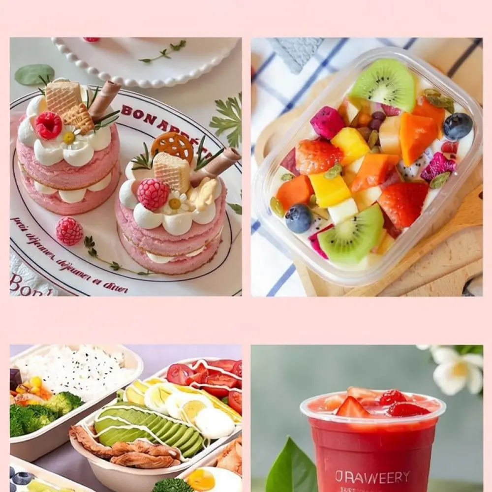 Reusable Style Plastic Shopping Bag Handle Carrier Pouch For Dessert Cake Bakery Takeout Food Packaging Container