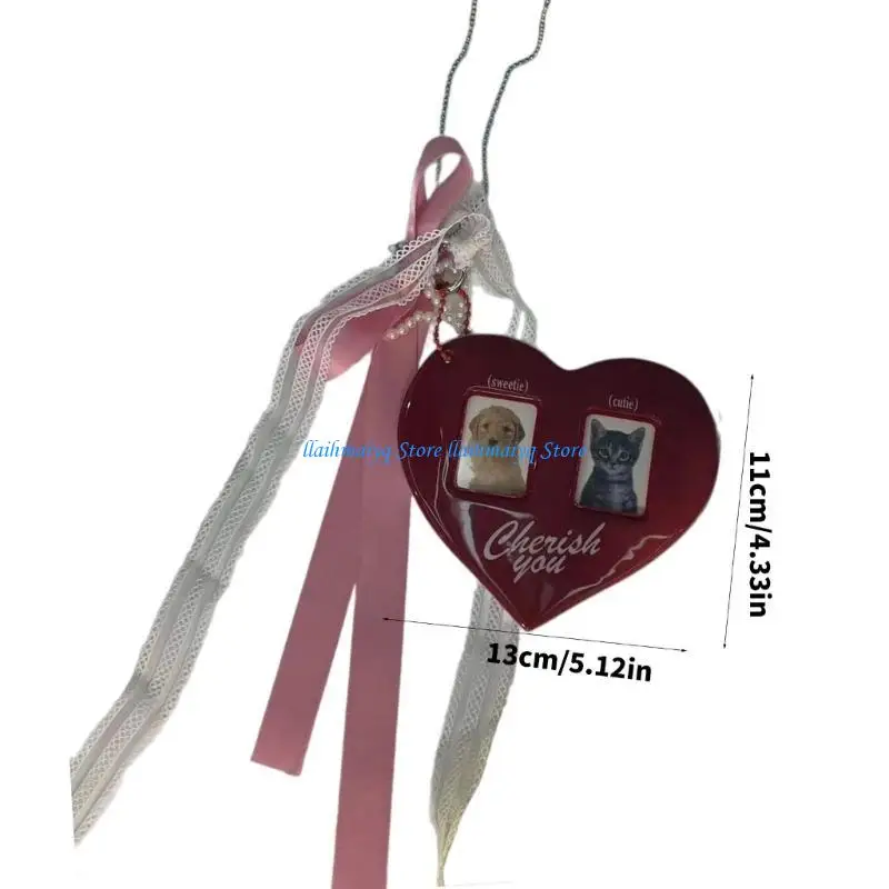 573B الإبداعية القلب قلادة قلادة سلسلة المفاتيح الأنيقة قلادة متعددة الوظائف قلادة للجنسين قلادة الملمس المعدني للرجل