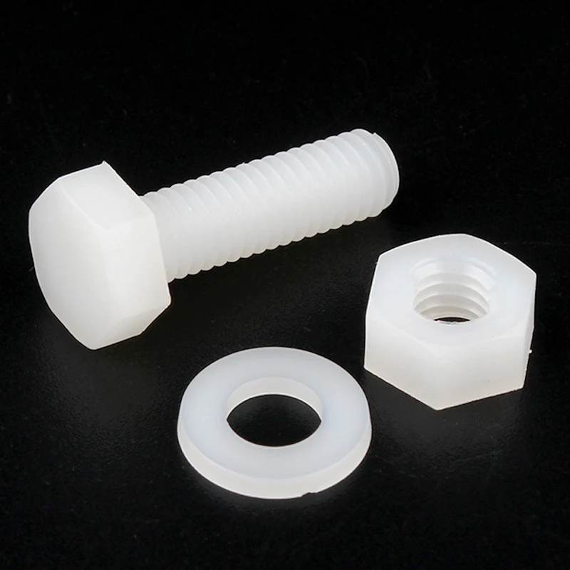 5-100 Set M3 M4 M5 M6 M8 White Outer Hexagonal Nylon Screws Nuts Washer Metric Threaded Insulated Plastic Bolts Combination Set