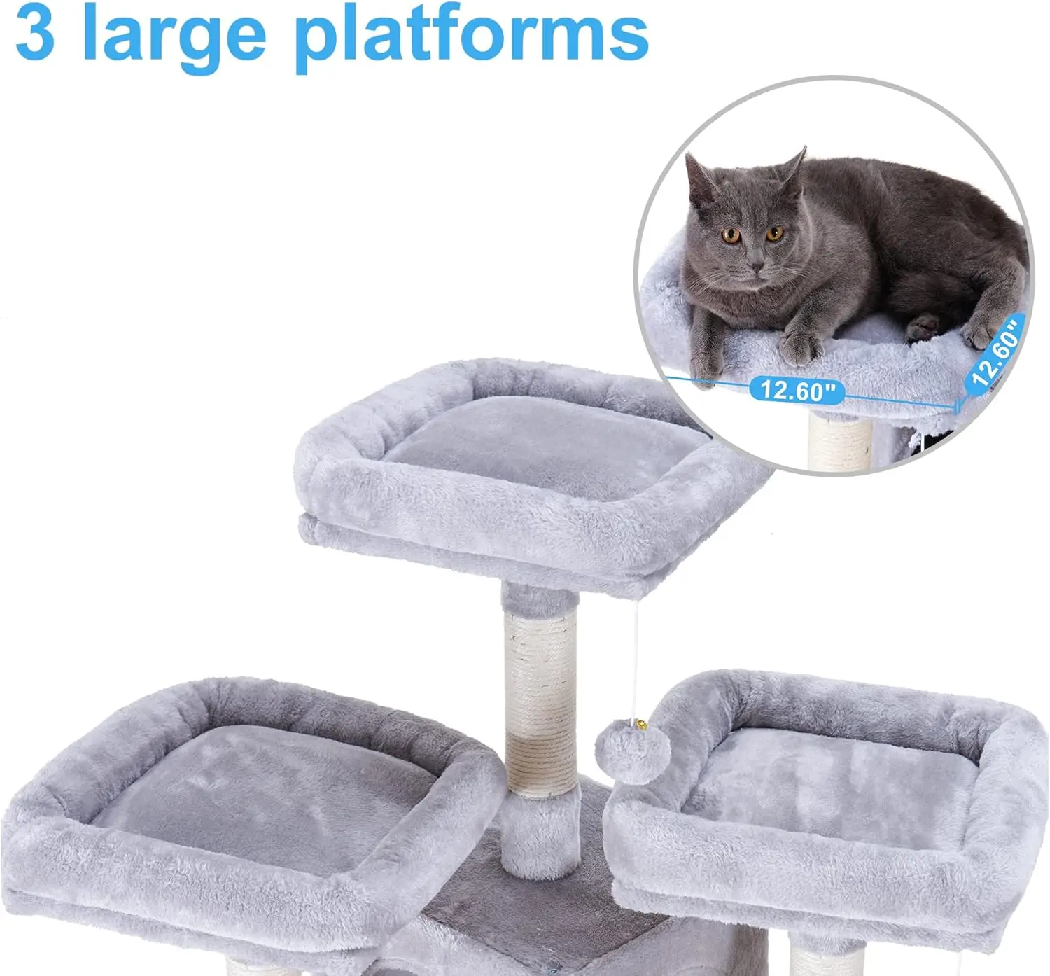 Árvore para gatos, torre grande para gatos XL de 71 polegadas para gatos internos, casinha para gatos multinível com 3 poleiros acolchoados, arranhador grande