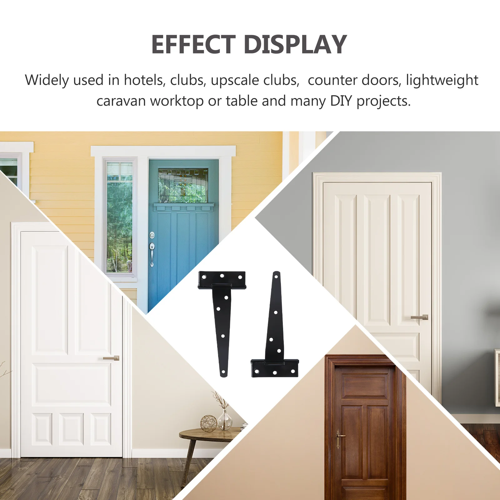 

2Pcs T Shape Hinges Rustproof Heavy Duty Iron Gate Door Cabinet Shed 6 Inches Galvanized Durable Silent Hardware