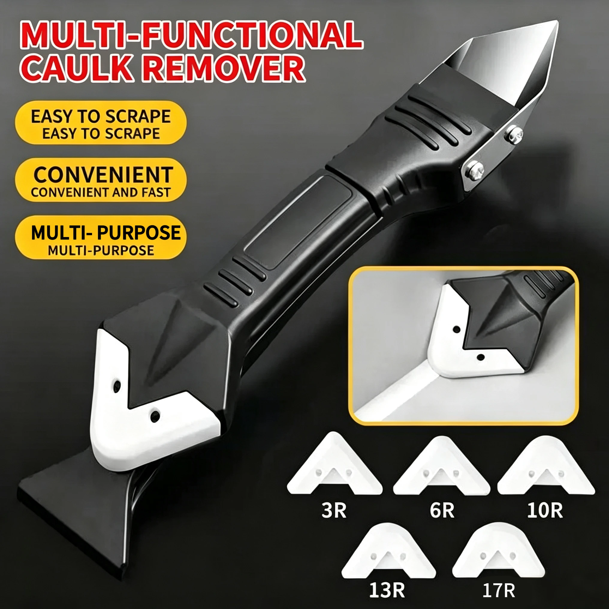 

5in1Multifunctional Silicone Caulking Tool Sealant Finishing Scraper Glue Remover Trowel Grout Cleanerfor Bathroom Kitchen Floor