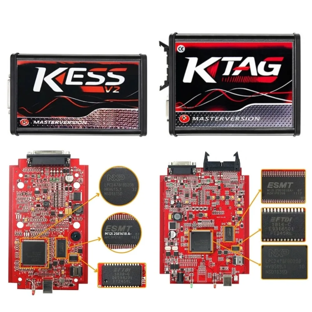 EU Online Unlimited KESS 2.80 EU Red V5.017 KTAG V7.020 4 светодиода 2.25 OBD2 OBD2 Автомобильный комплект для настройки чипов ECU 5.017 k-tag Programmer Tool