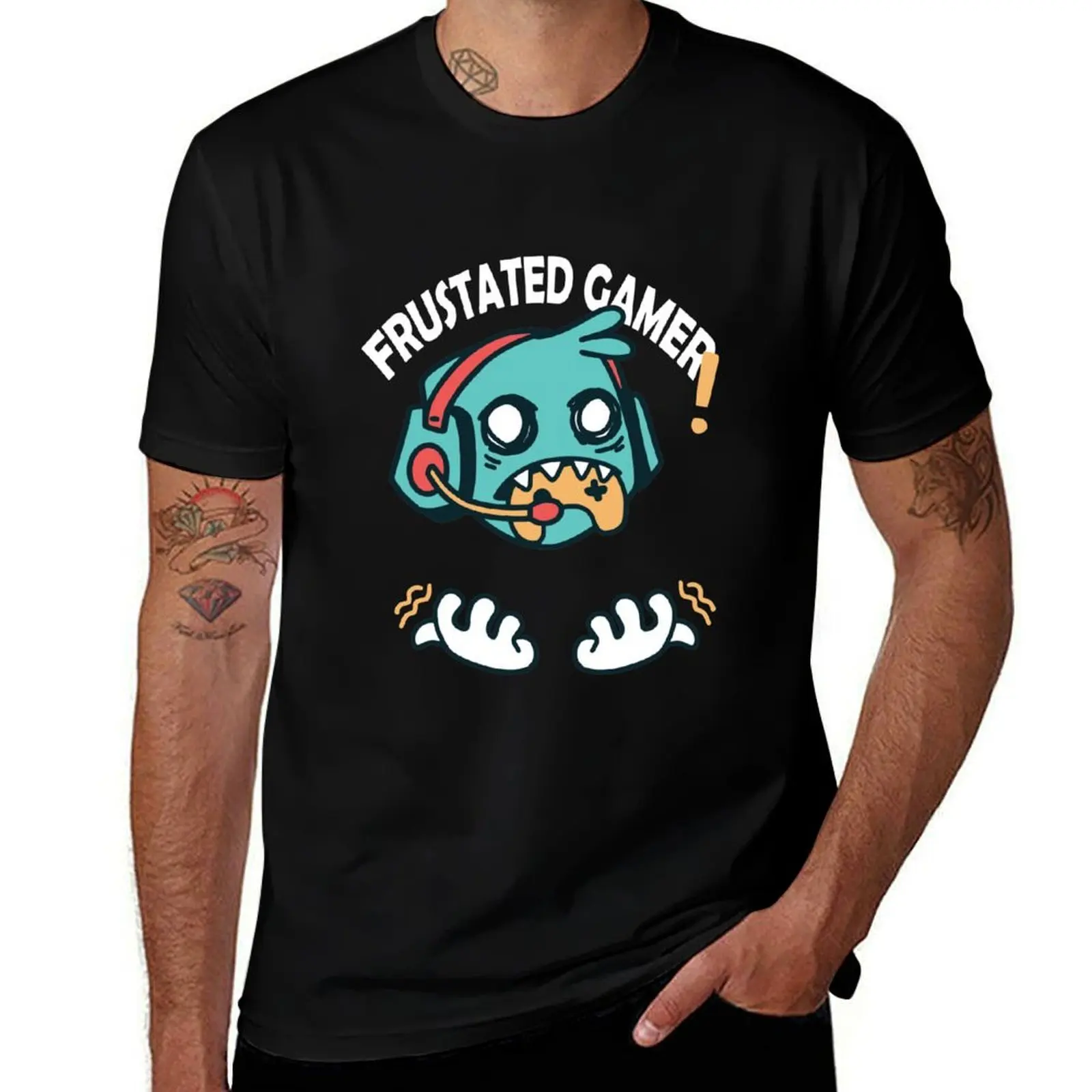 Frustrated Gamer T-Shirt Vintage Print Crew Neck Tee T-Shirt