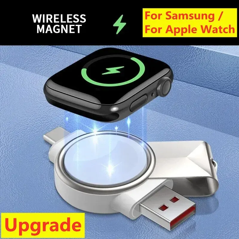 2 In 1 Fast Magnetic Watch Wireless Charger for Samsung Apple Watch Galaxy 6 5 4 Active IWatch 8 7 Portable Charging Type C USB