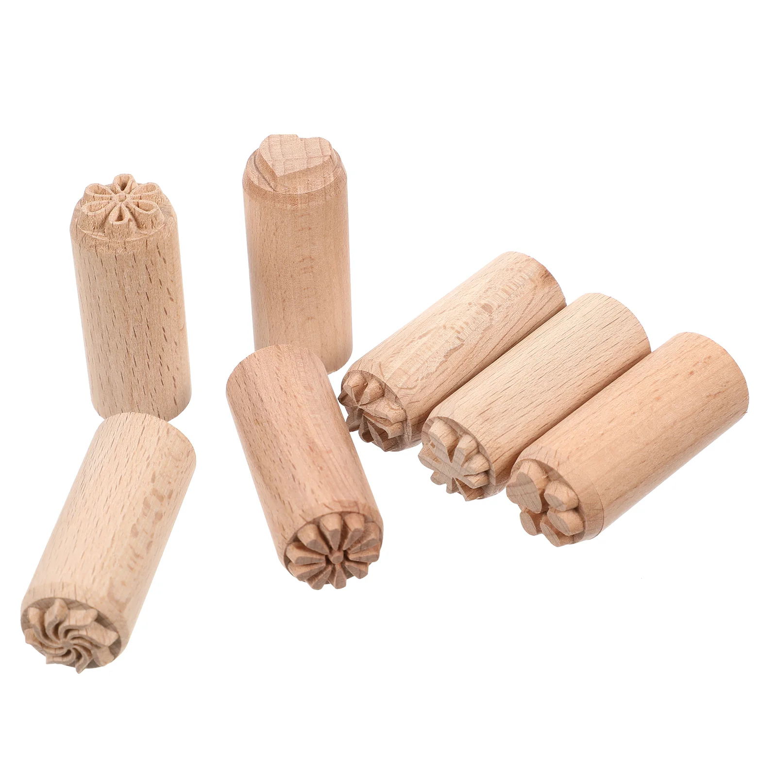 2cm Wooden Stamp Plant Decorations Playdough Pottery Column Stamps Block Natural for DIY Office