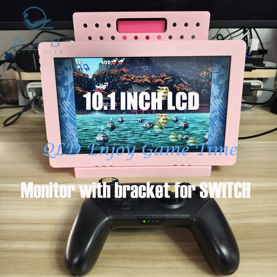 DIY 10.1 Inch Universal LCD Dock with Screen Base, Mini Monitor & Controller Bracket for SWITCH Handheld Game Devices with HDMI