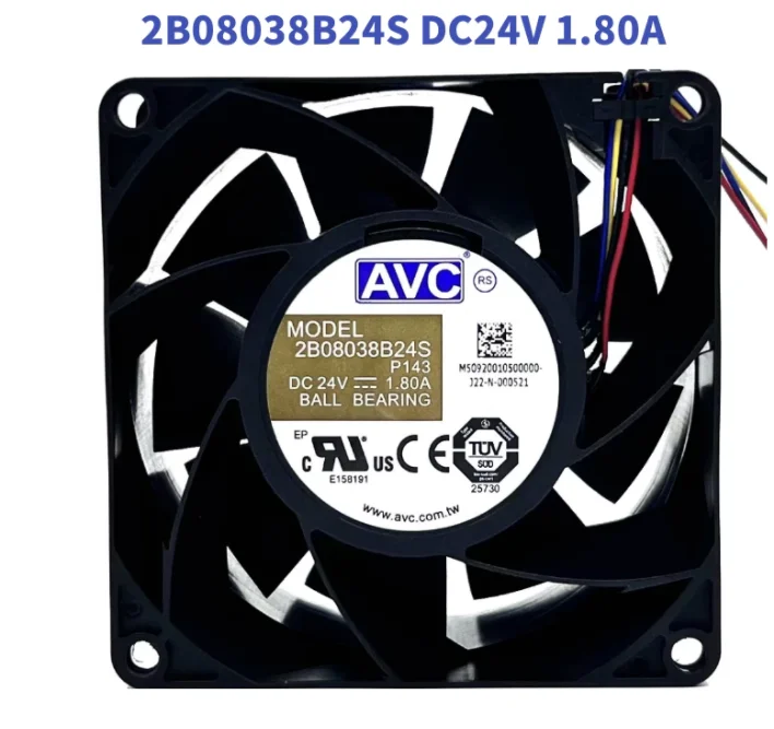 

AVC 2B08038B24S DC 24V 1.80A 80x80x38mm 4-Wire Case Cooling Fan