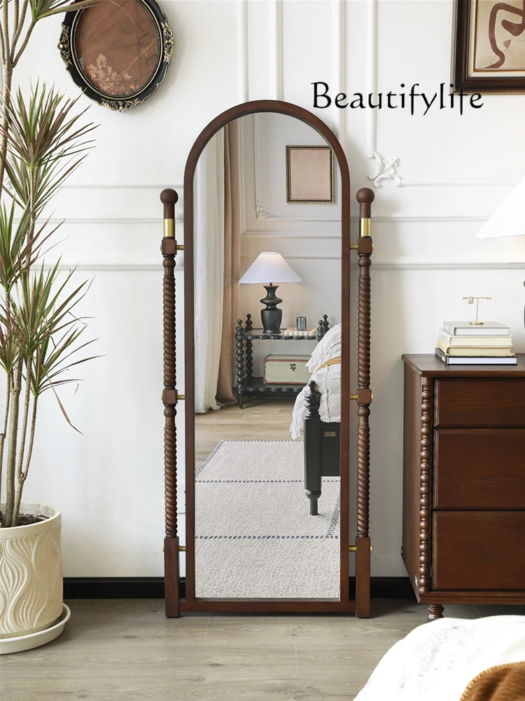 

French retro solid wood full-body mirror bedroom home wall-to-wall floor-to-ceiling full-length mirror
