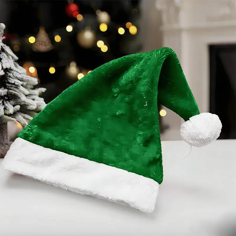 Soft Thick Christmas Santa Hat with Fluffy White Brim Multiple Color Options for New Year Party Holiday Gift Giving