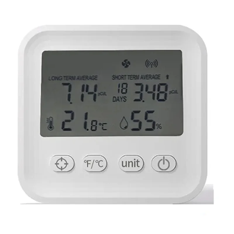 【GLAD】Radon-Gasdetektor für den Innenbereich, Mini-Radon-Luftqualitätsmonitor, Temperatur, Luftfeuchtigkeit, Dateneinstellung, Radon-Sensor-Monitor