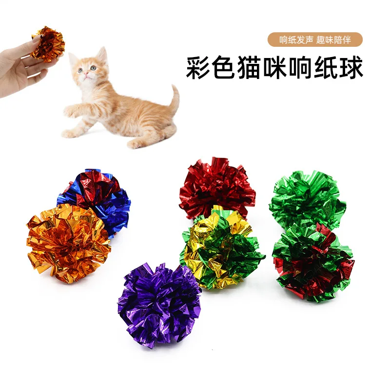 

Cat Teaser Toy Crinkle Paper Ball Multicolor Pet Supplies