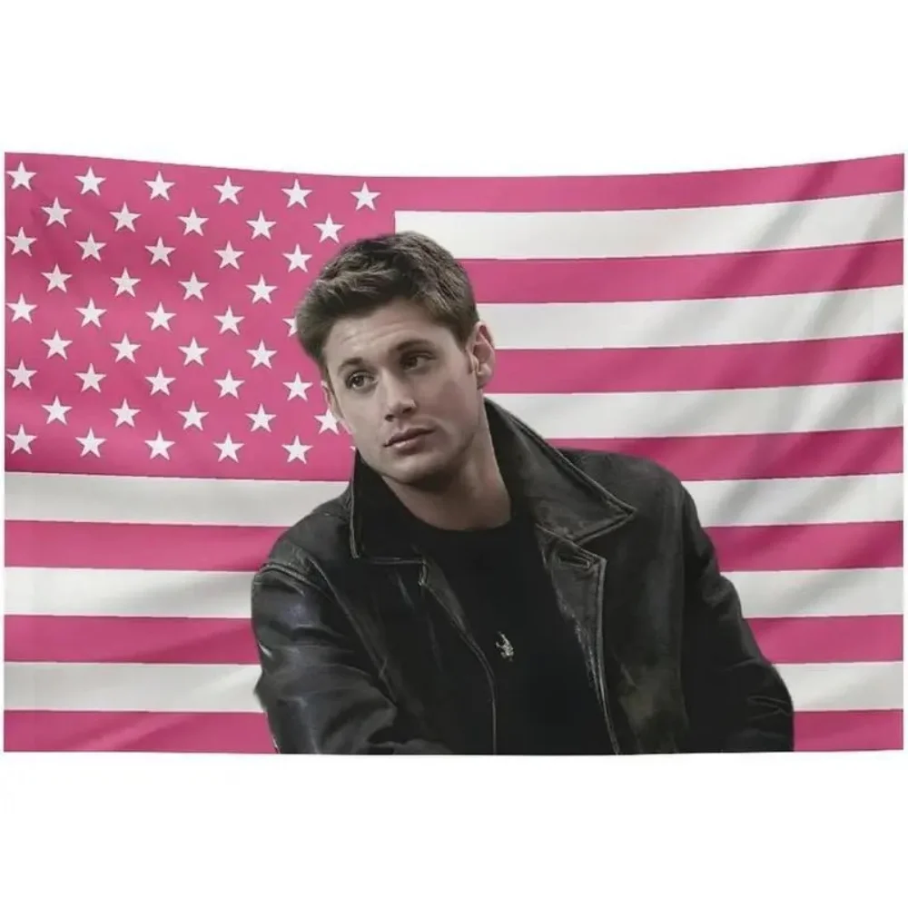 Jensen Ackles Dean Winchester American Tapestry Supernatural Leather Jacket Character Wall Hanging For Dorm Bedroom Y2K Decor