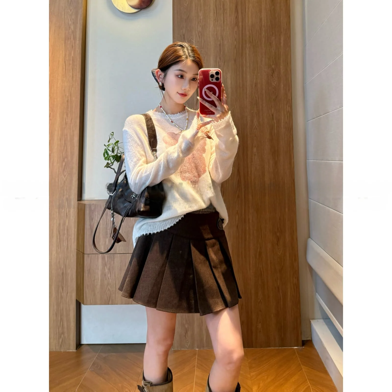 

Шерстяной вязаный свитер Xie с длинным рукавом и круглым вырезом, с принтом, свободного кроя, повседневный, женский, модный, осенне-зимний