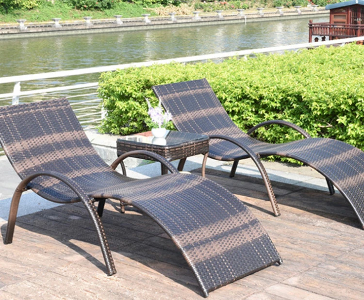 Outdoor rattan beach chair bed rattan chair Internet celebrity creative leisure vacation lounger