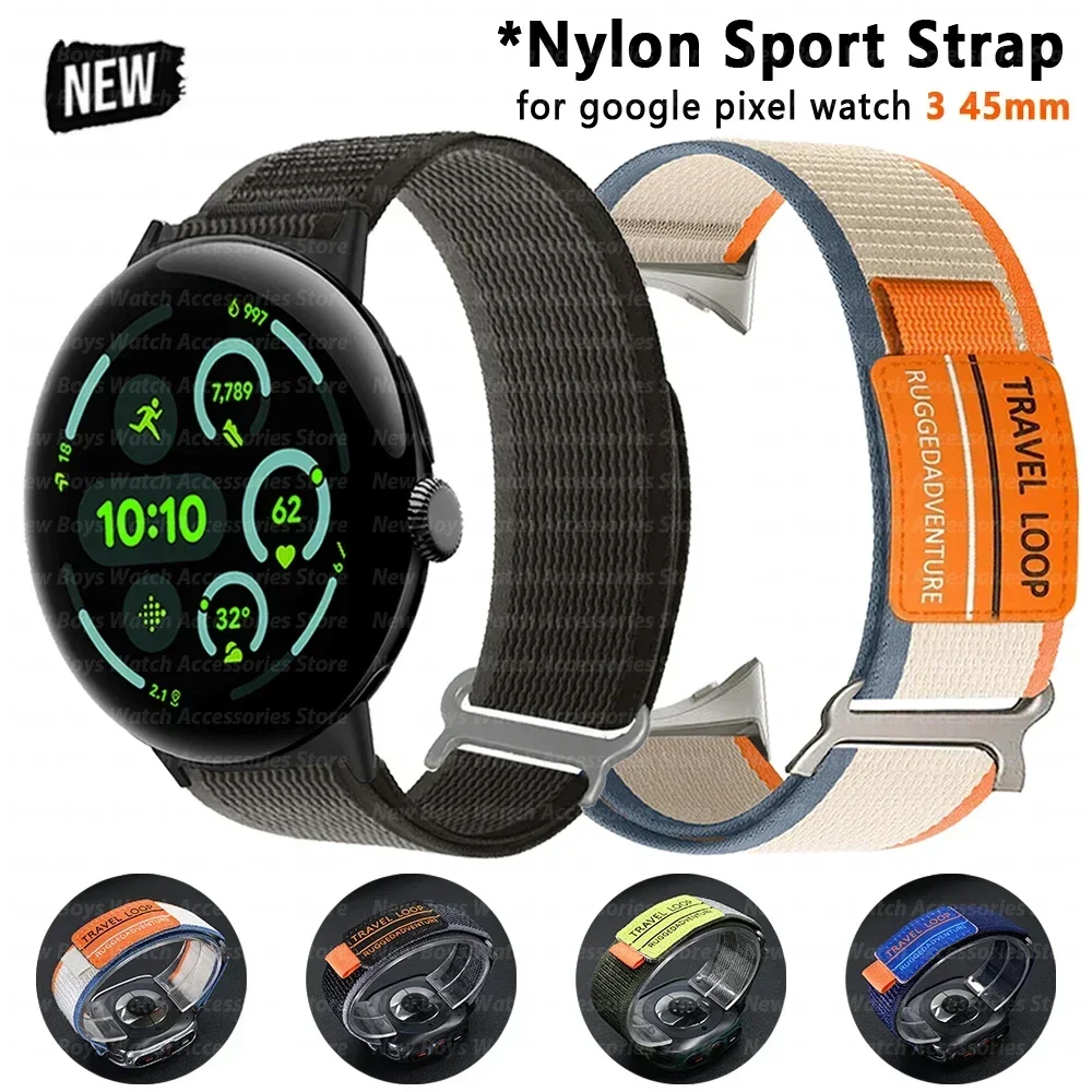 Travel Loop Sport Band for Google Pixel Watch 3 45mm Nylon Strap for Pixel Watch 3 45mm Wristband Bracelet Replaced Accessories