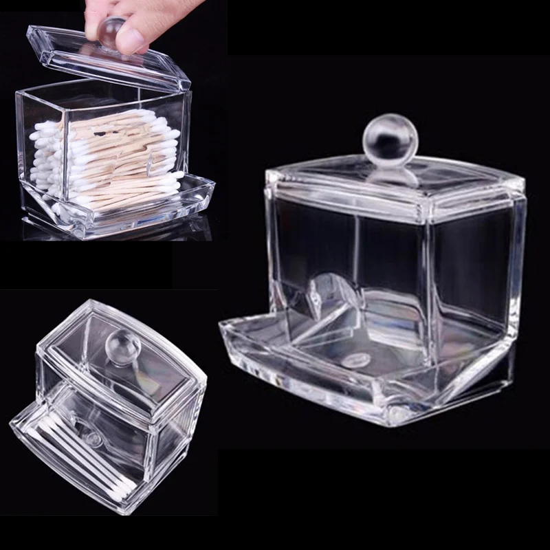 Jewelry Organizer Case Acrylic Cotton Swabs Storage Holder Box Portable Makeup Cotton Pad Cosmetic Container