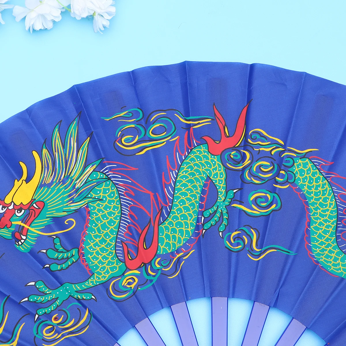 

1pc Plastic Chinese Blue Martial Arts Dance Fan For Kung Fu Taichi Performance Festival Decor Handheld Clapping Fan