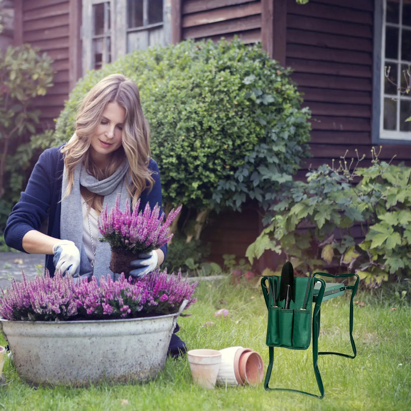 

Сумка-органайзер для садового инвентаря на стул, сверхпрочная конструкция, многофункциональный дизайн с несколькими карманами для хранения садовых принадлежностей