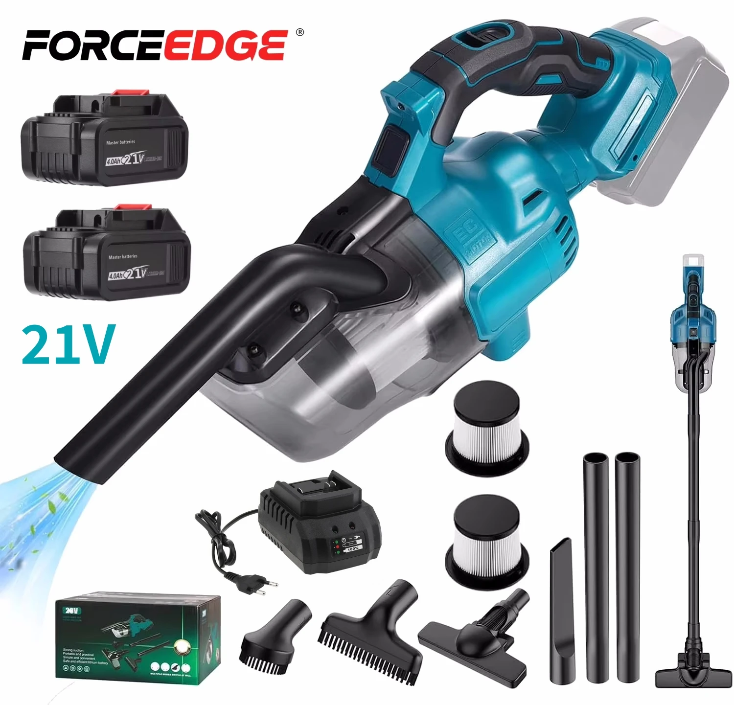 

Electric Power Vacuum Cleaner with 21V 4.0mAh Original Battery, Handheld Cordless Vacuum with 2pcs Filter for makita 18V Battery
