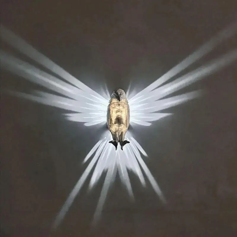 Lámpara de pared LED de animales 3D, lámparas de águila y búho dorado, candelabro con pilas, decoración artística de pared, bonita luz LED de pared, estatua de Animal de resina