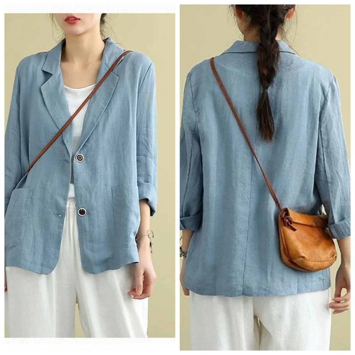 2026 NEW Summer Women Leisure Thin Blazer Jacket Korean Loose Solid Color Cotton Linen Small Suits Coat Female Casual Blazers