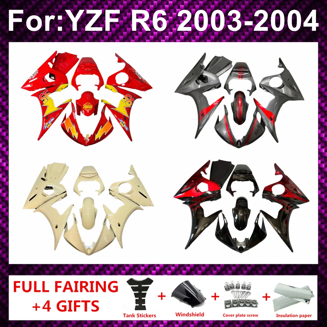 

Motorcycle full Fairing kit fit for YZF R6 03 04 YZF-R6 2003 2004 model bodywork body ABS Plastics fairings kits zxmt