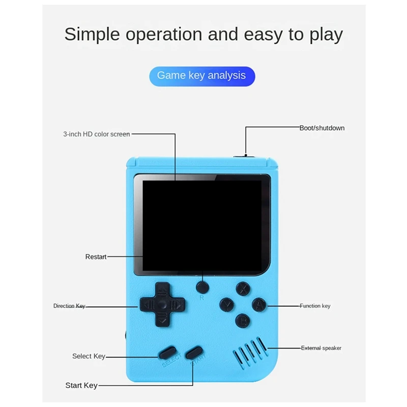 Handheld Video Game Console 3.0 Inch Color Retro Portable Mini LCD Kids Color Game Player Built In 500 Games