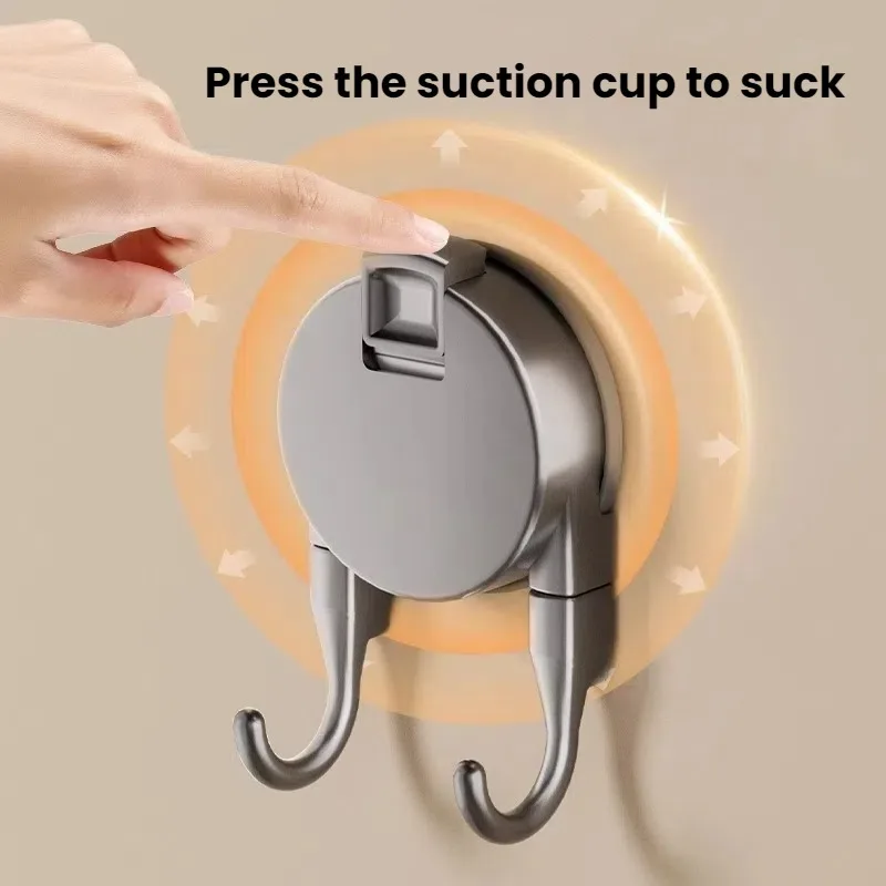 Suction Cup Hook No Drilling Required Bathroom Hooks Kitchen Door Back Clothes Hook Dual Hooks Strong Load-bearing Hooks