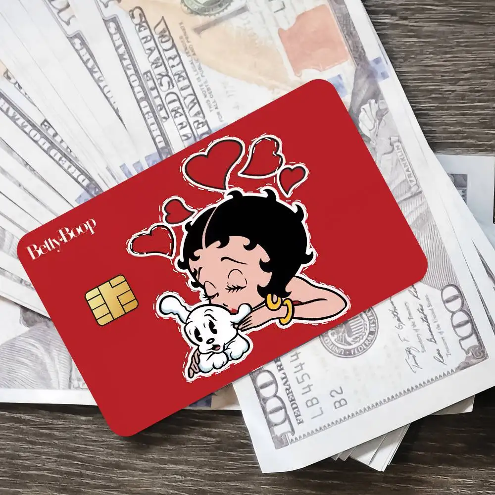 Cartoon B-Betty Cute B-Boop K Bank Kreditkarten Busfahrkarten Aufkleber Coole Dekoration Wasserdicht 4 Stück Karten – Detail 6
