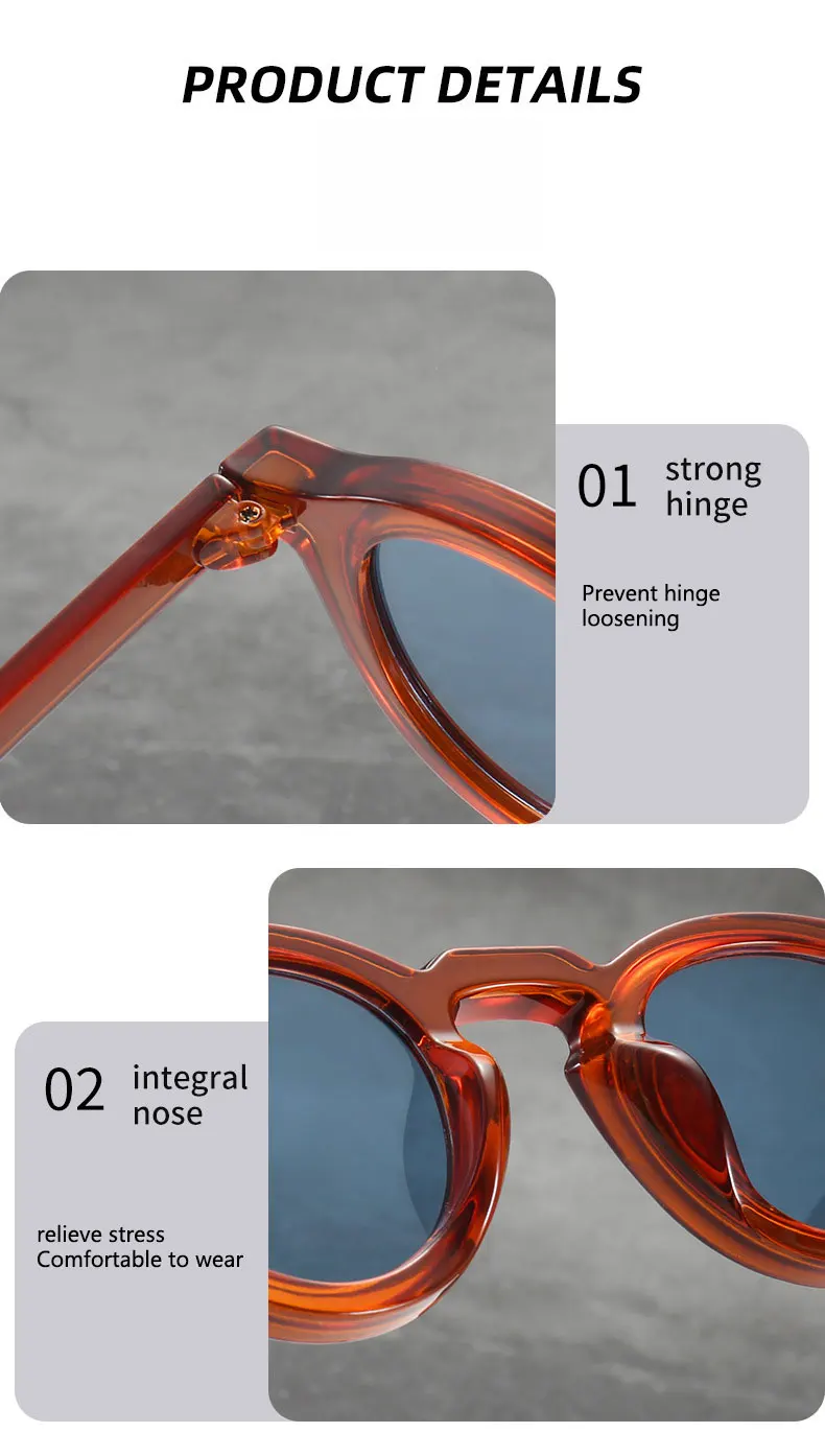 2025 Retro-Sonnenbrille mit dickem Rahmen, ovale Sonnenbrille für Herren, amerikanischer Stil, graue Brillen, Retro-Leopardenmuster-Brille, UV400-Rezept – Detail 7