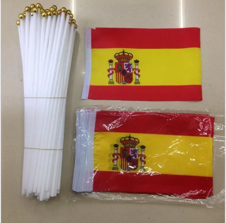 Bandera de mano personalizada poliéster ondulada para logotipo