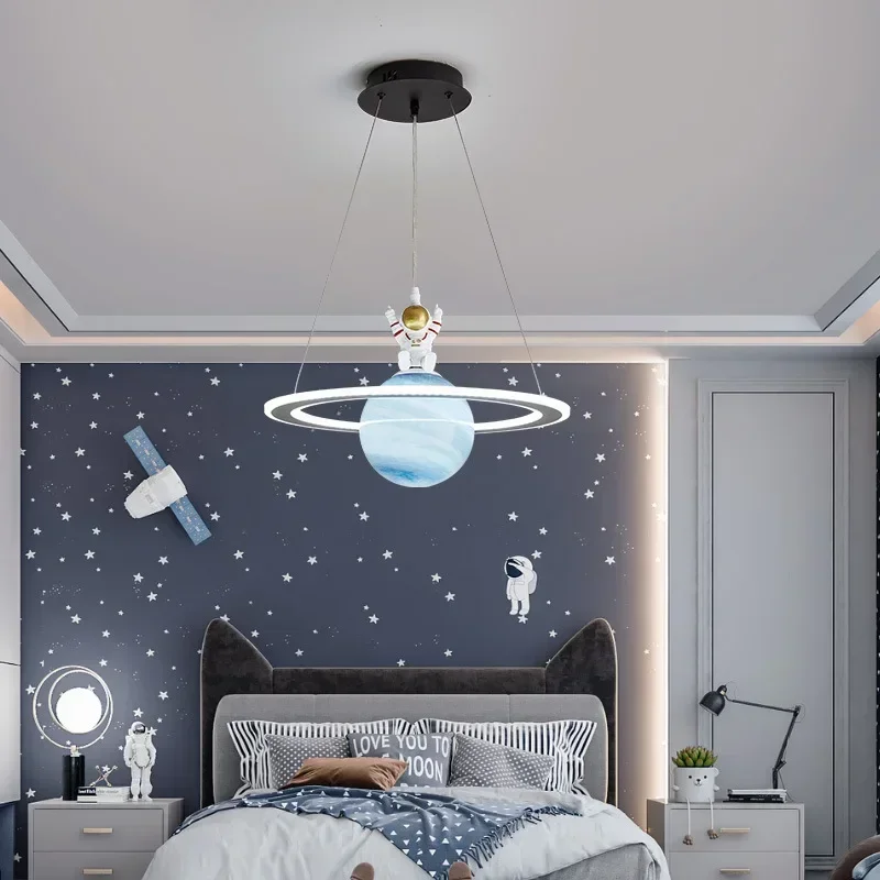 Nordic LED Children's Pendant Lamp Glass Ball Bedroom Nursery Ceiling Chandelier Dining Room Lighting Design Fixture