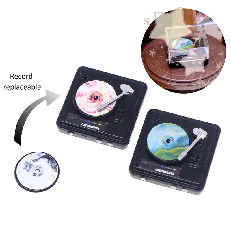 Reproductor de CD en miniatura para casa de muñecas, escala 1:12, sistema de Audio y música estéreo, modelo de decoración para el hogar, accesorios para casa de muñecas de juguete