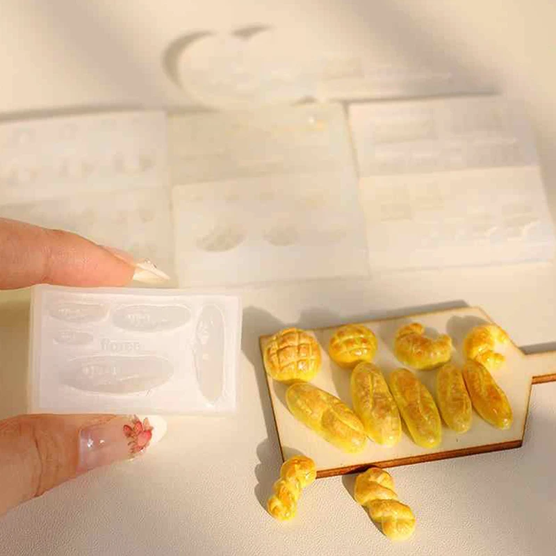 Mini Biscuit Bread Donuts Silicone Mold DIY Food Dessert Toy Pottery Clays Resin Art Mold Cake Decoration Doll House Accessories
