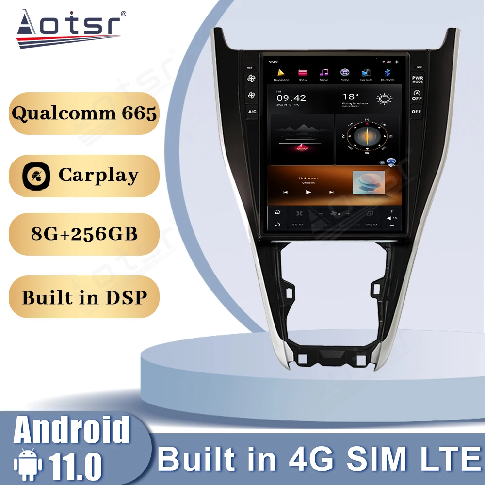 Vertical Screen Android 12 Qualcomm Snapdragon For Toyota Harrier 2013-2018 Car Radio Multimedia Player GPS CarPlay Head Unit