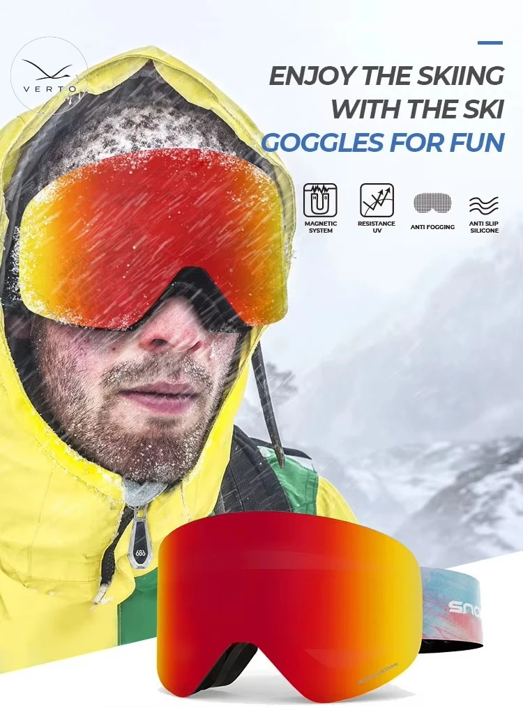 Premium Adult Ski Goggles Polarized UV400 Lens Frameless TPU Frame Adjustable Strap for Snowboarding and Skiing
