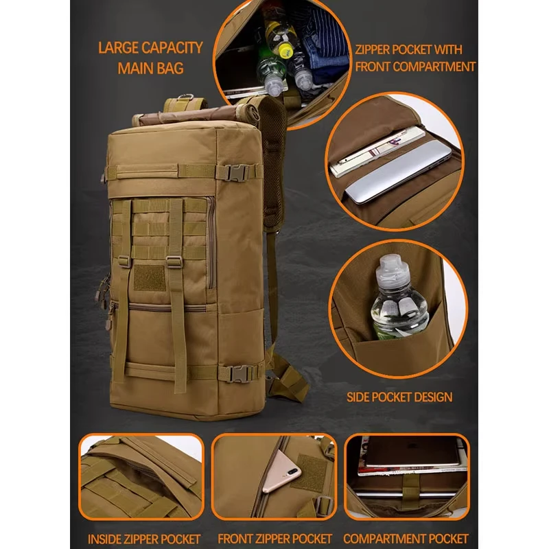 60L トラベルバックパック荷物バッグカジュアル多機能大容量アウトドアスポーツキャンプ登山ハイキング登山バッグ