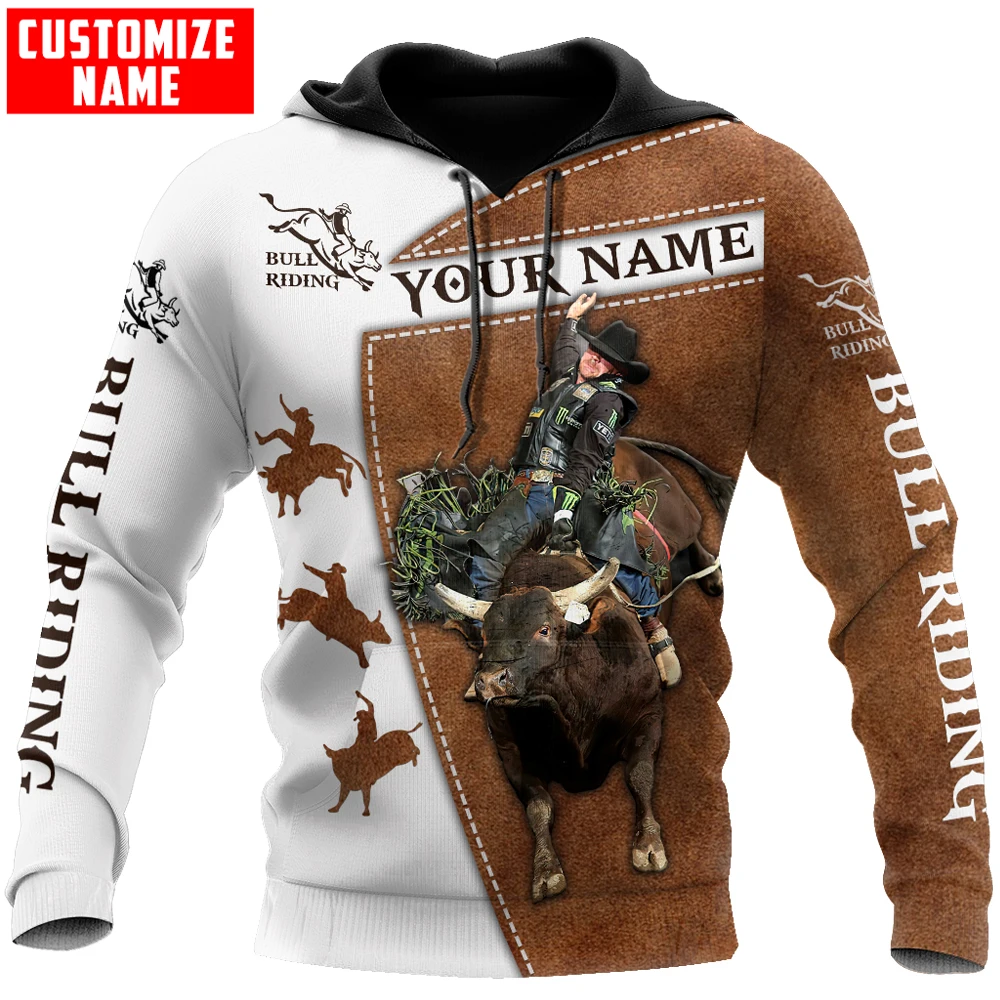 

Personalized Name Bull Riding 3D All Over Printed Men Hoodie Unisex Hooded sweatshirt Streetwear Casual zipper hoodies DK437