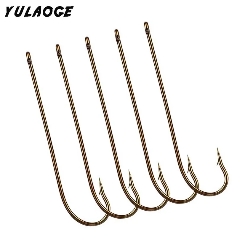 50PCS/lot Small fish hook metal long handle thorn carbon steel hook suitable for fishing crucian carp stream river fishing