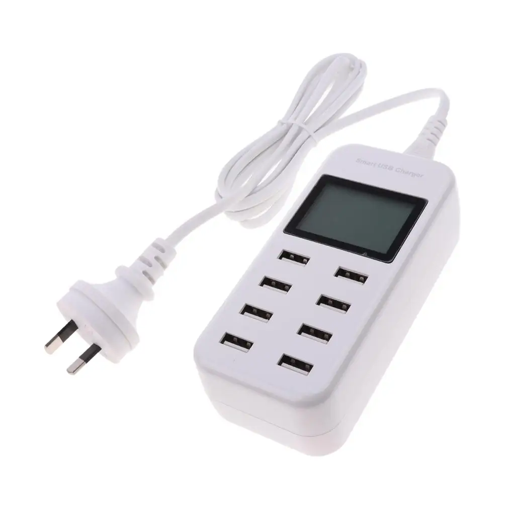 USB Charger Adapter with Real Time LCD Monitor ABS Material Power Adapter for Multiple Electronics