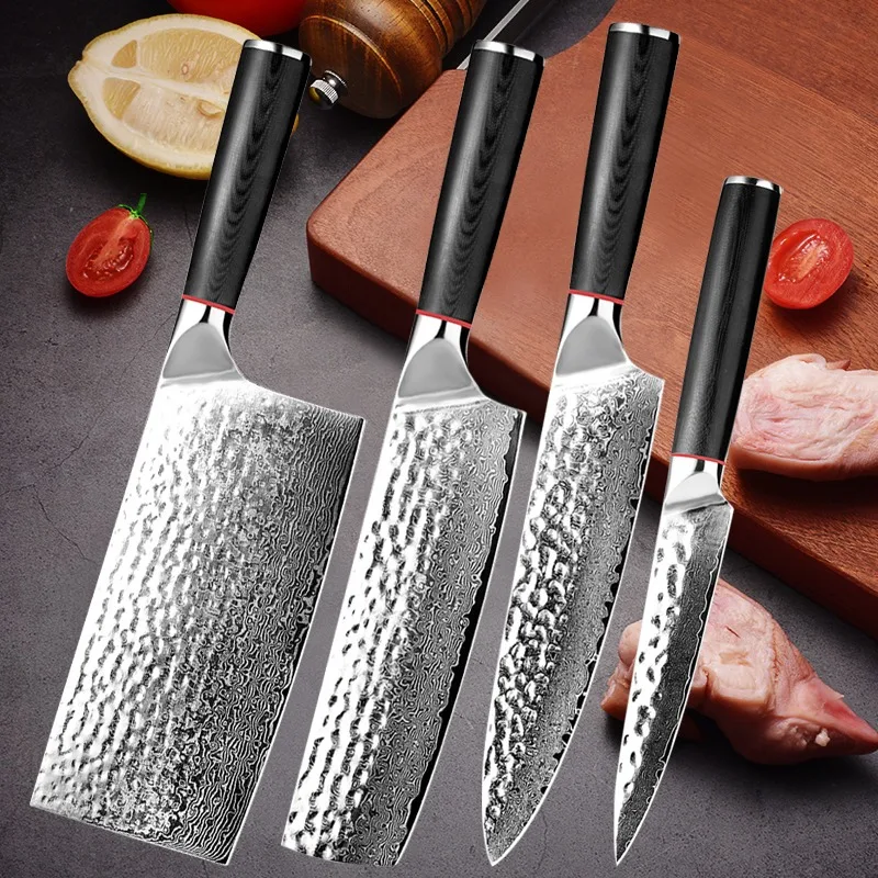 

Damascus Steel Kitchen Knives Set Household Meat Cleaver High Hardness Chef's Knife Vegetable Fruit Slicing Knife Santoku Knife