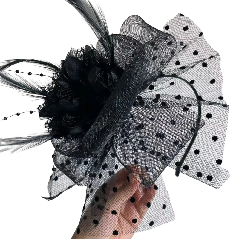 

Elegant Wedding Fascinators Headband with Flower Feather Pillbox Hat for Makeup Party for Wedding Party