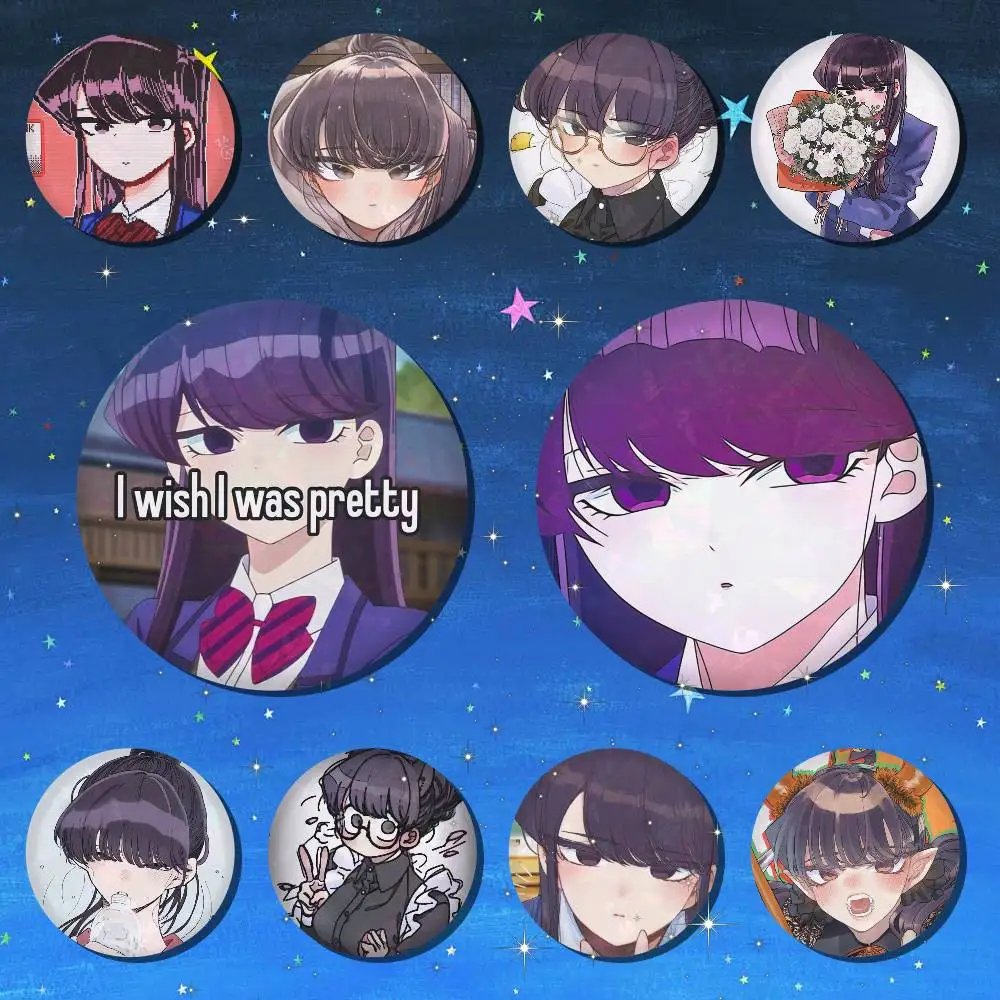 A-Komi Can T Communicate Tinplate Brooch Figure Icon Badge Handmade Brooches For Backpack Clothes Decoration