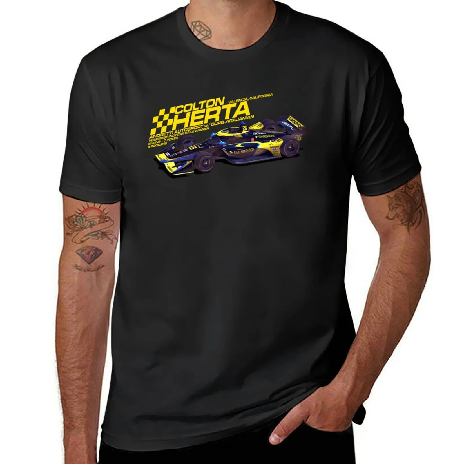 Colton Herta 2022 (yellow on black) T-Shirt Short sleeve tee boys whites summer tops for a boy heavy weight t shirts for men