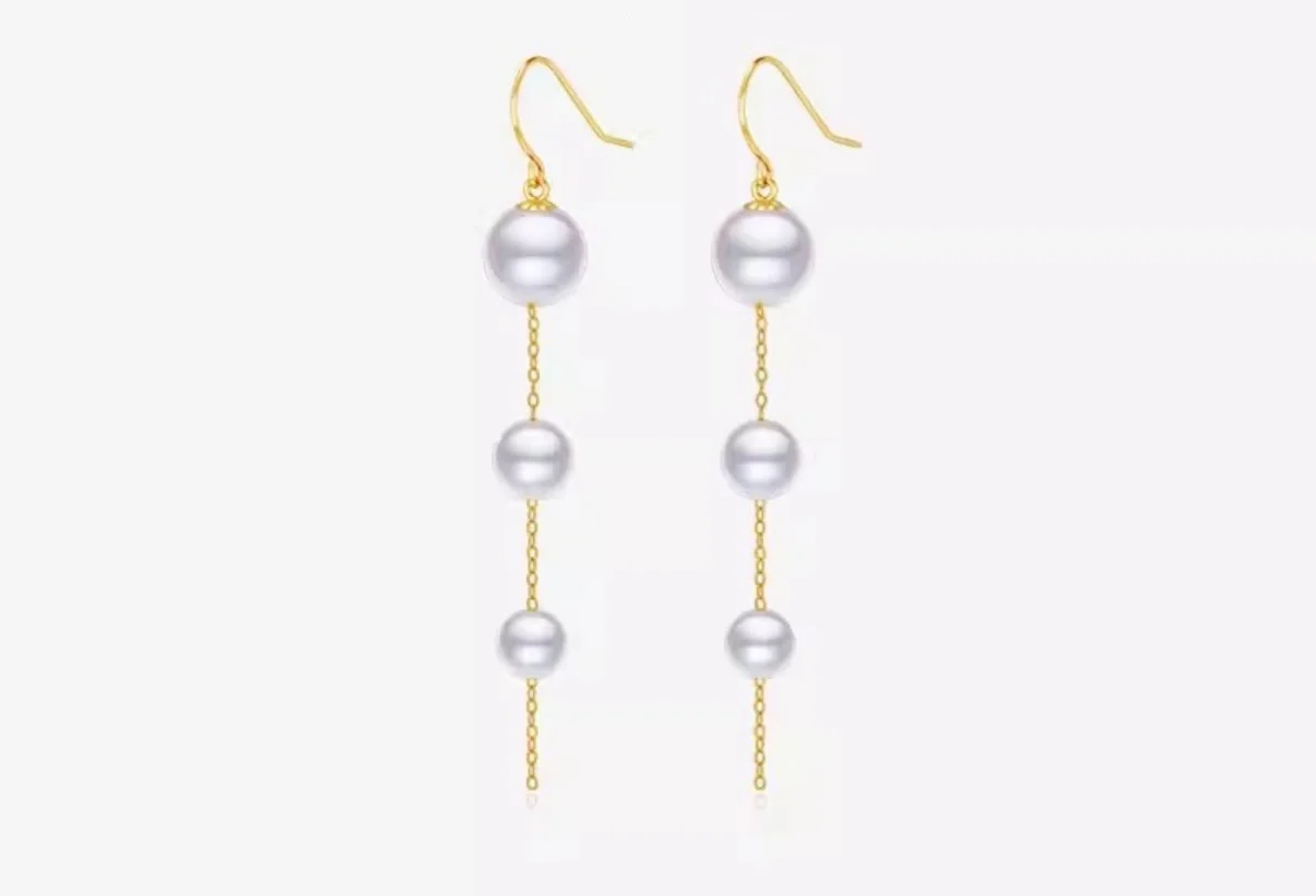 

Upscale Jewelry Pure 18K Gold Natural Freshwater Pearl Earrings Original Design Au750 Women's Earrings Exquisite Gift EC1053