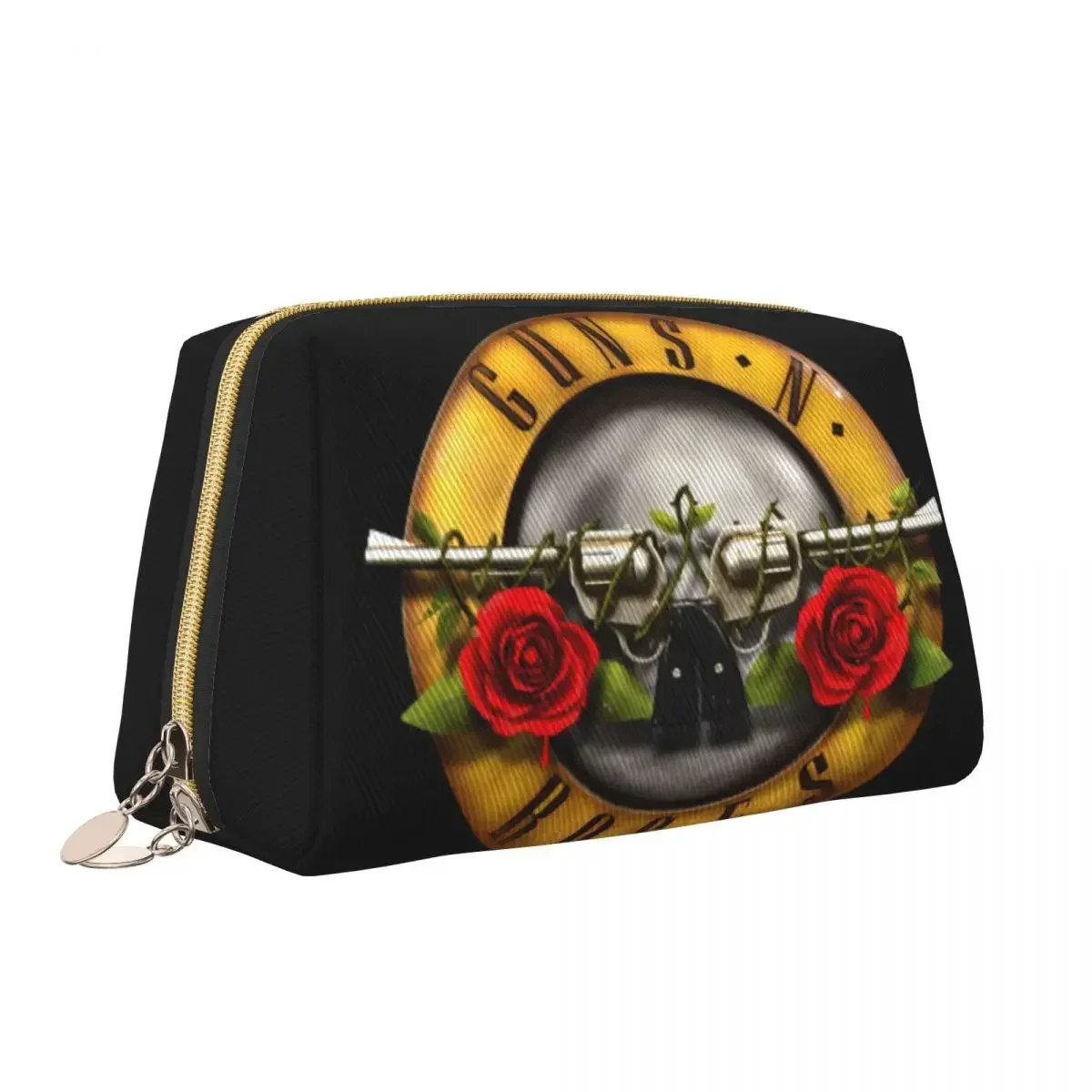 Bolsa de aseo pesada personalizada con logotipo Guns N Rose para mujer, organizador de maquillaje y cosméticos, Kit de almacenamiento de belleza, estuche Dopp