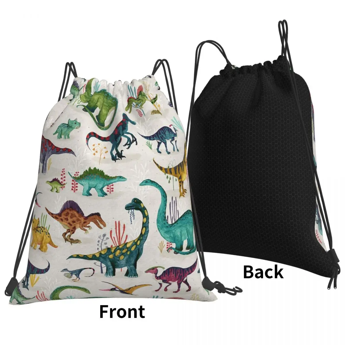 Bright Dinosaurs Backpacks Casual Drawstring Bags Shoes Bag Book Bags for Man Woman School
