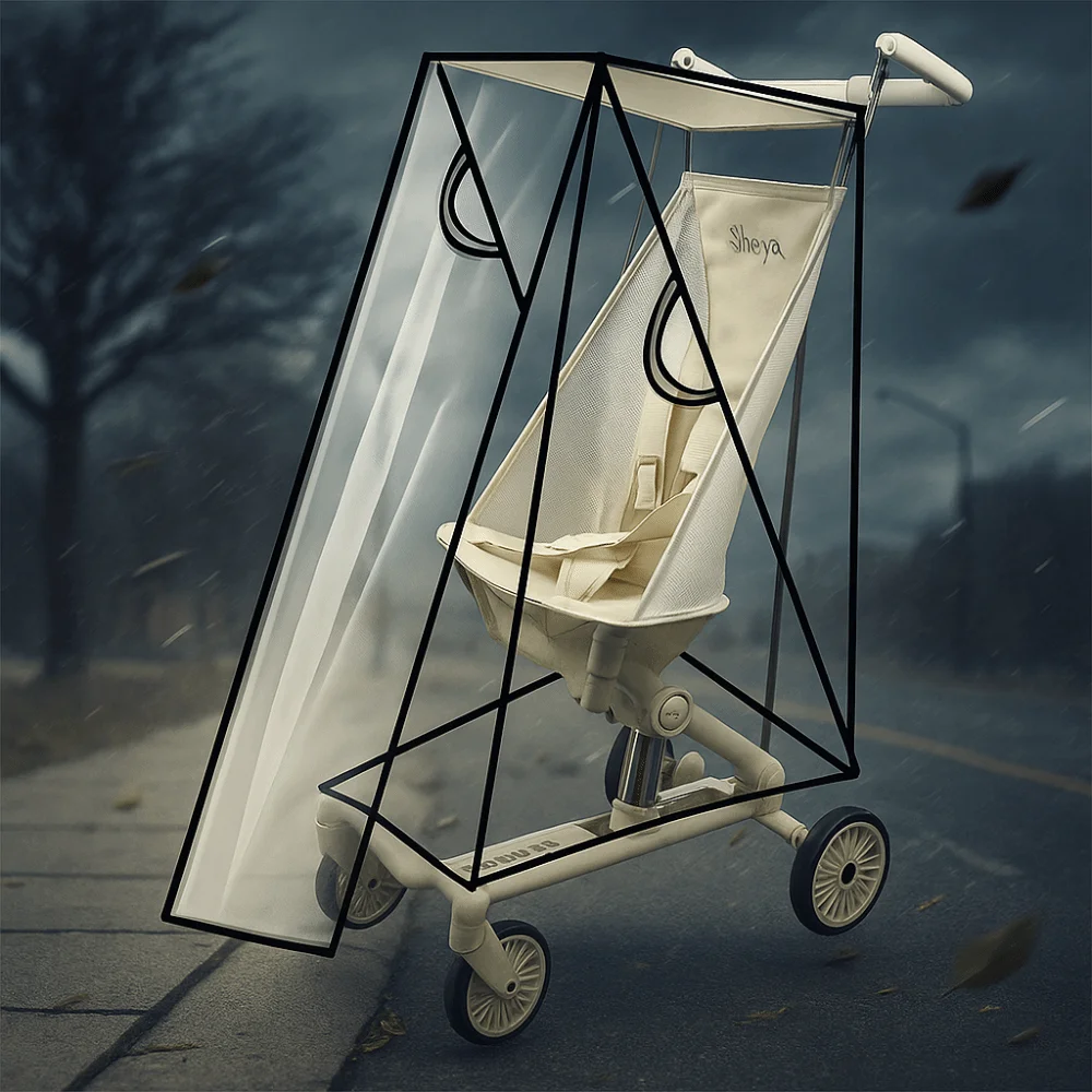 Paraguas transparente para cochecito de bebé, cubierta impermeable a prueba de viento, bolsillo impermeable, cubierta para lluvia, escudo protector de viaje