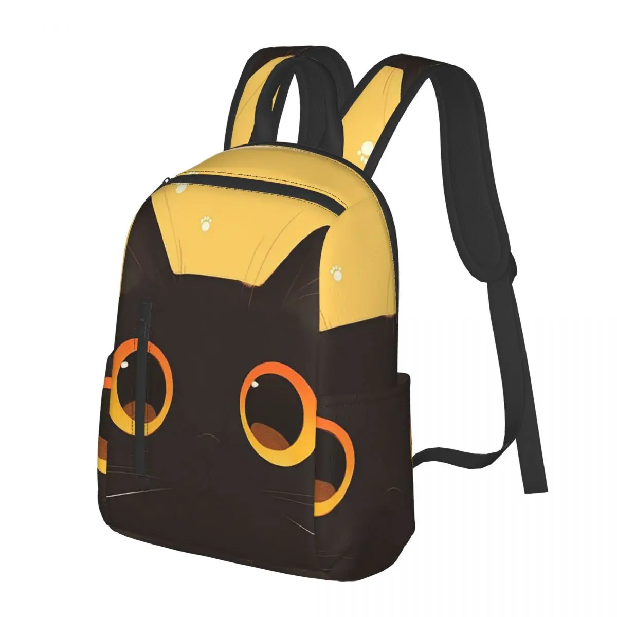 

Cute Cat Face In Yellow Background Student Backpack School Bag Hiking Travel Daypack for Men Women Bookbag Shoulder Bags